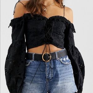 ASOS Design Off the Shoulder Lace Top